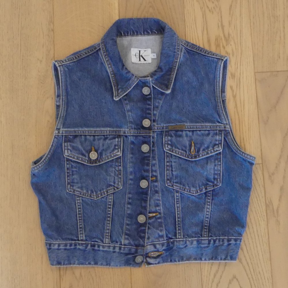Calvin Klein Jeans Vintage Made In USA Blue Denim Women's Medium Vest